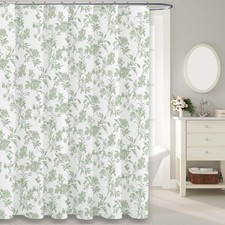 Sage Green Shower Curtain Floral Cotton Cottagecore Shower Curtain for Bathr... — custom printed polyester bath curtain