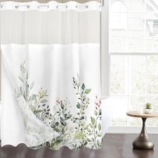 Tititex Green Eucalyptus Leaves Shower Curtain 72x84 Inch — custom printed polyester bath curtain