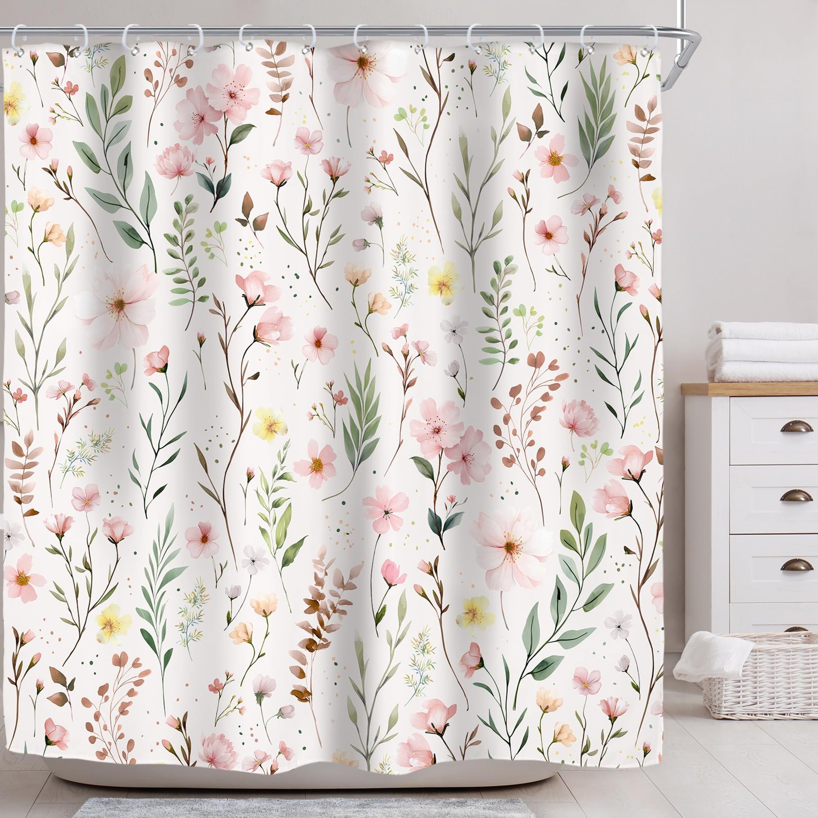 Custom Printed Bath Curtain — custom printed polyester bath curtain detail view
