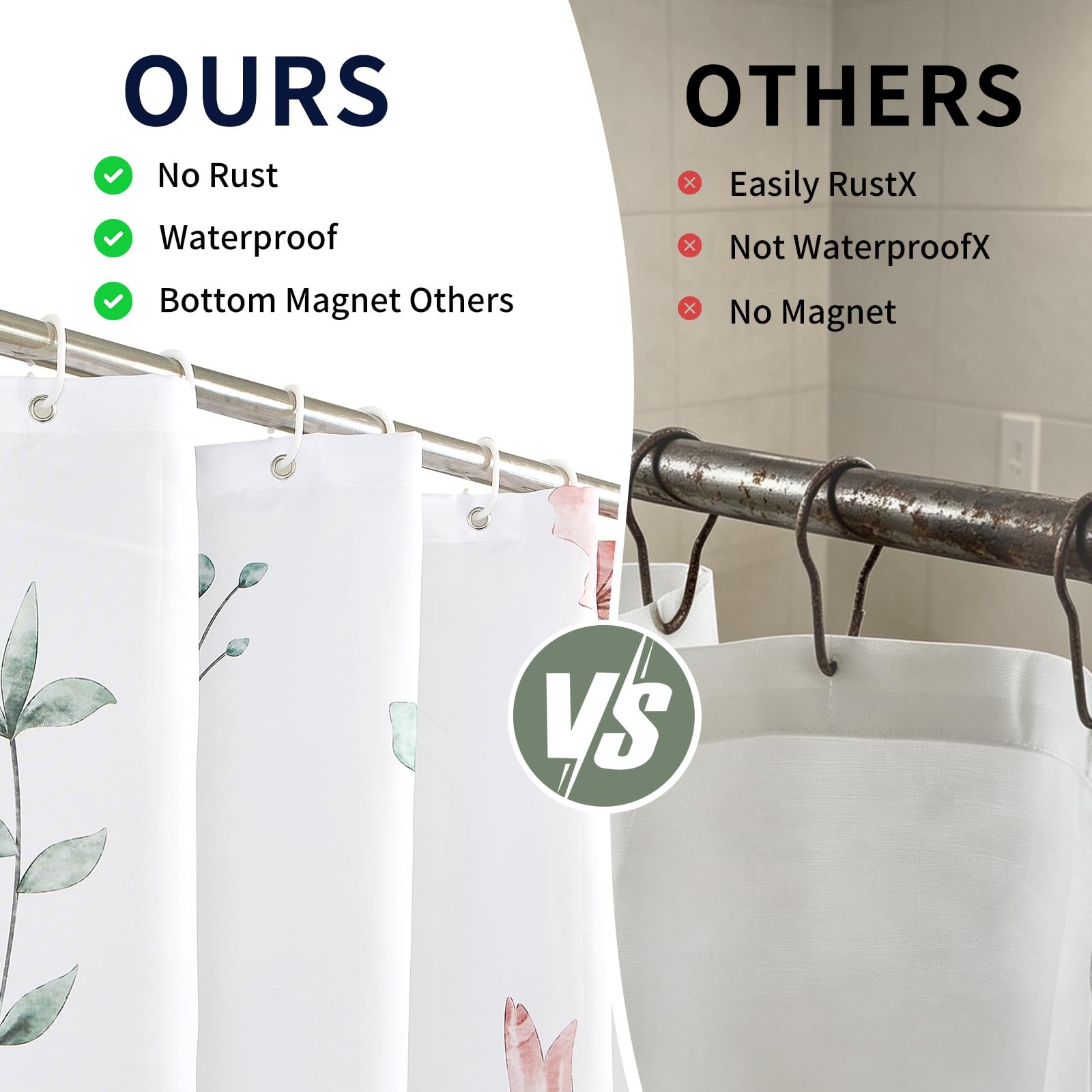 Custom Printed Bath Curtain — custom printed polyester bath curtain detail view