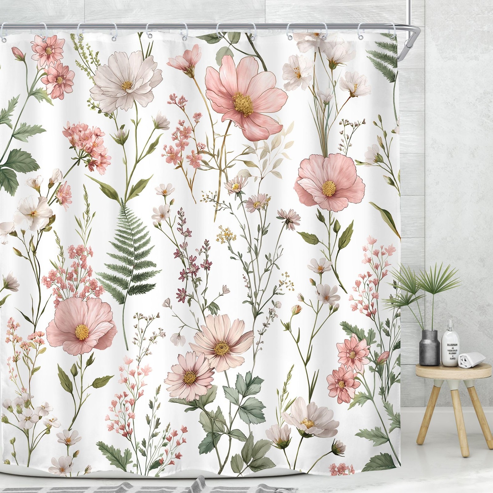 Custom Printed Bath Curtain — custom printed polyester bath curtain detail view