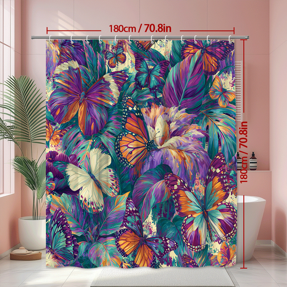 Custom Printed Bath Curtain — custom printed polyester bath curtain detail view