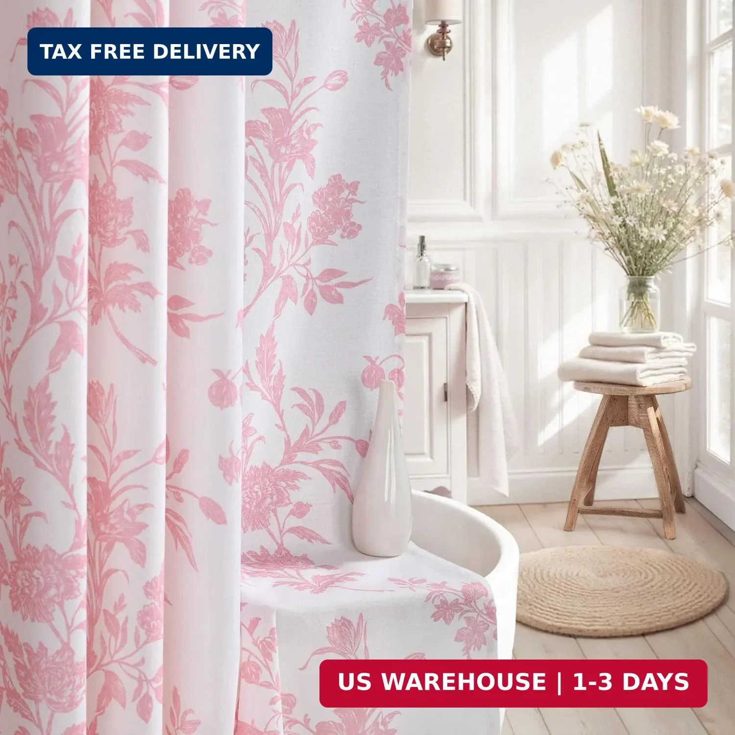 Custom Printed Bath Curtain — custom printed polyester bath curtain detail view