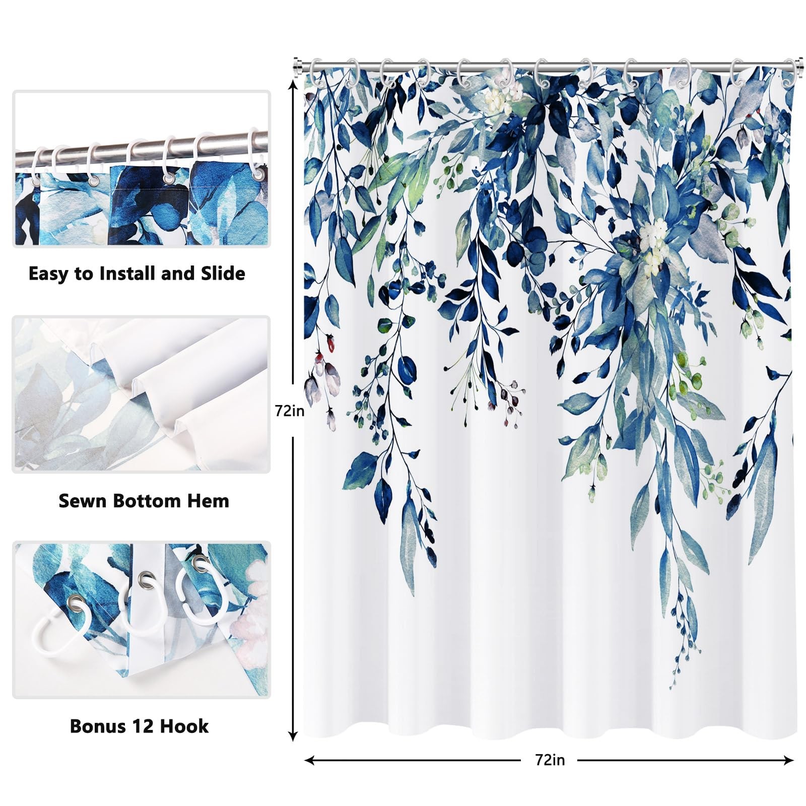 Custom Printed Bath Curtain — custom printed polyester bath curtain detail view
