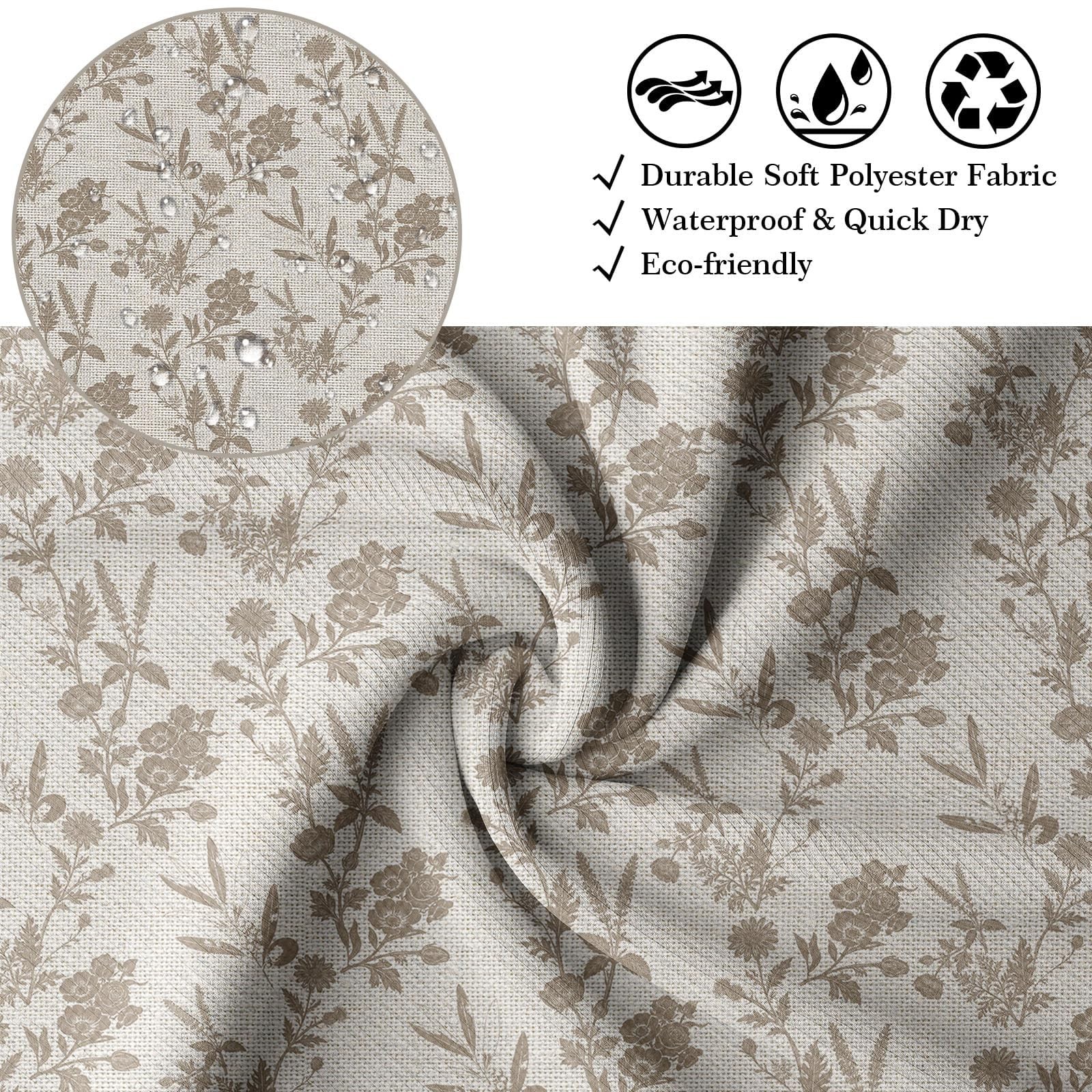 Custom Printed Bath Curtain — custom printed polyester bath curtain detail view
