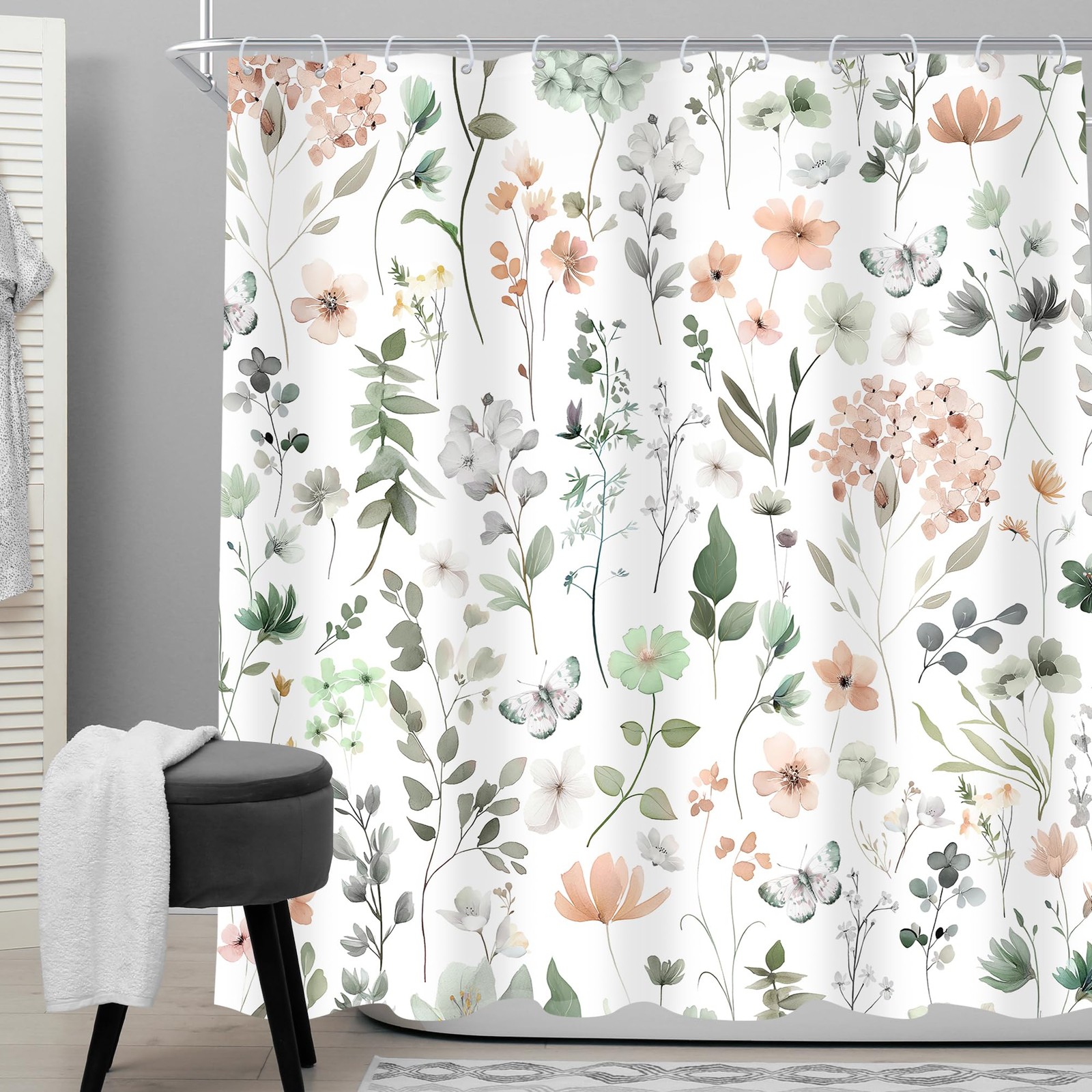 Custom Printed Bath Curtain — custom printed polyester bath curtain detail view