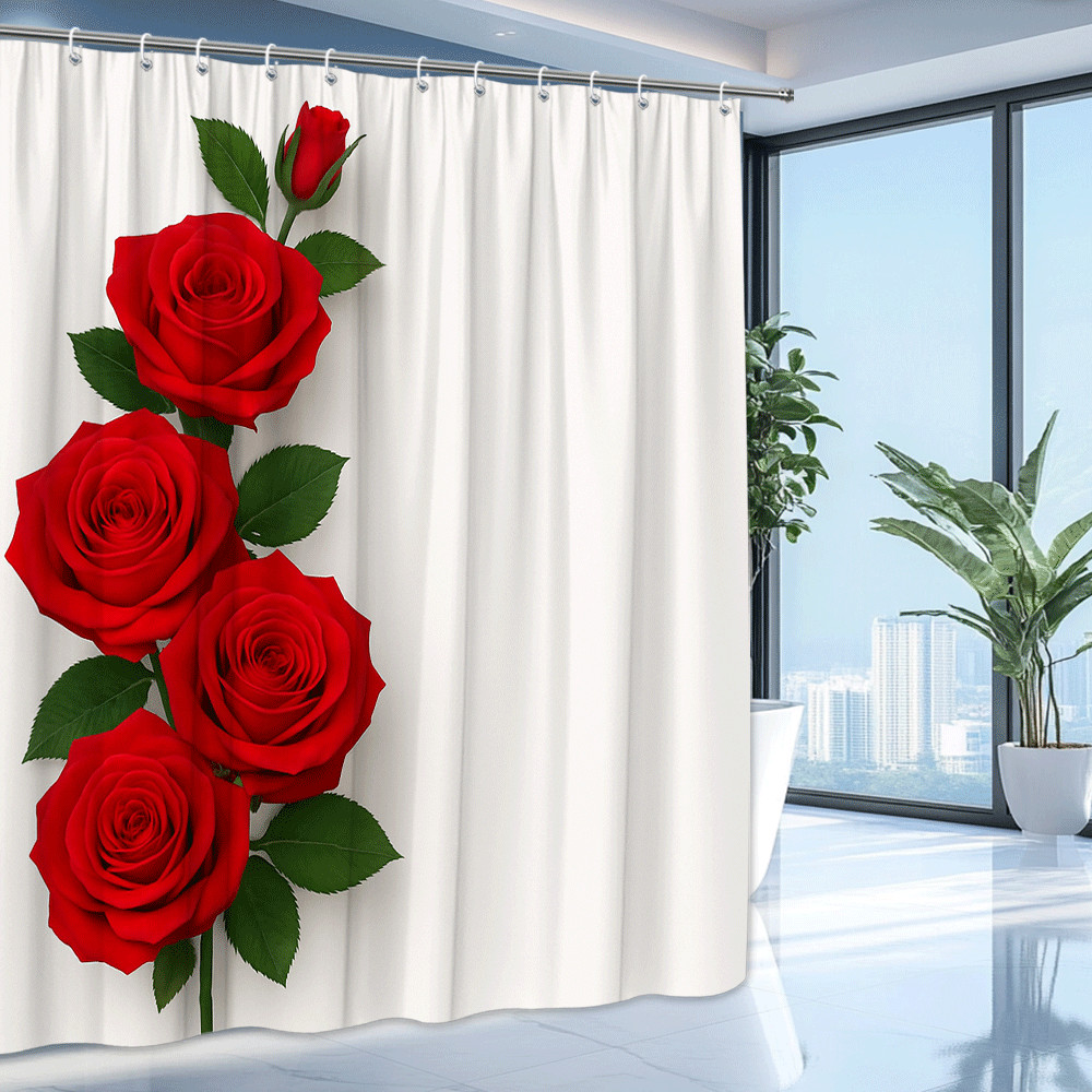 Custom Printed Bath Curtain — custom printed polyester bath curtain detail view