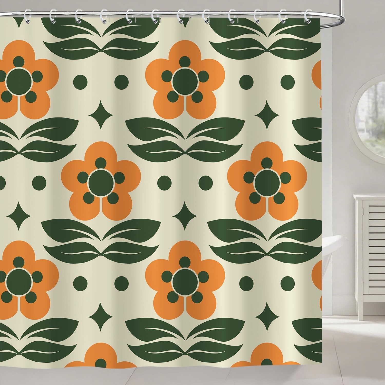 Custom Printed Bath Curtain — custom printed polyester bath curtain detail view