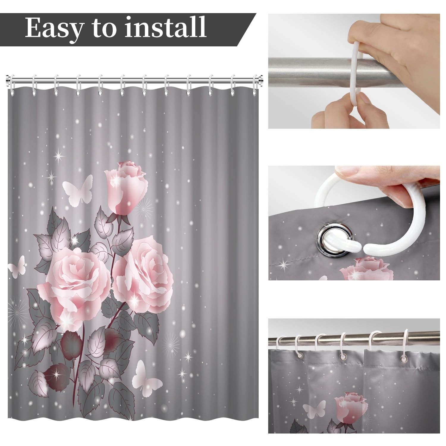 Custom Printed Bath Curtain — custom printed polyester bath curtain detail view