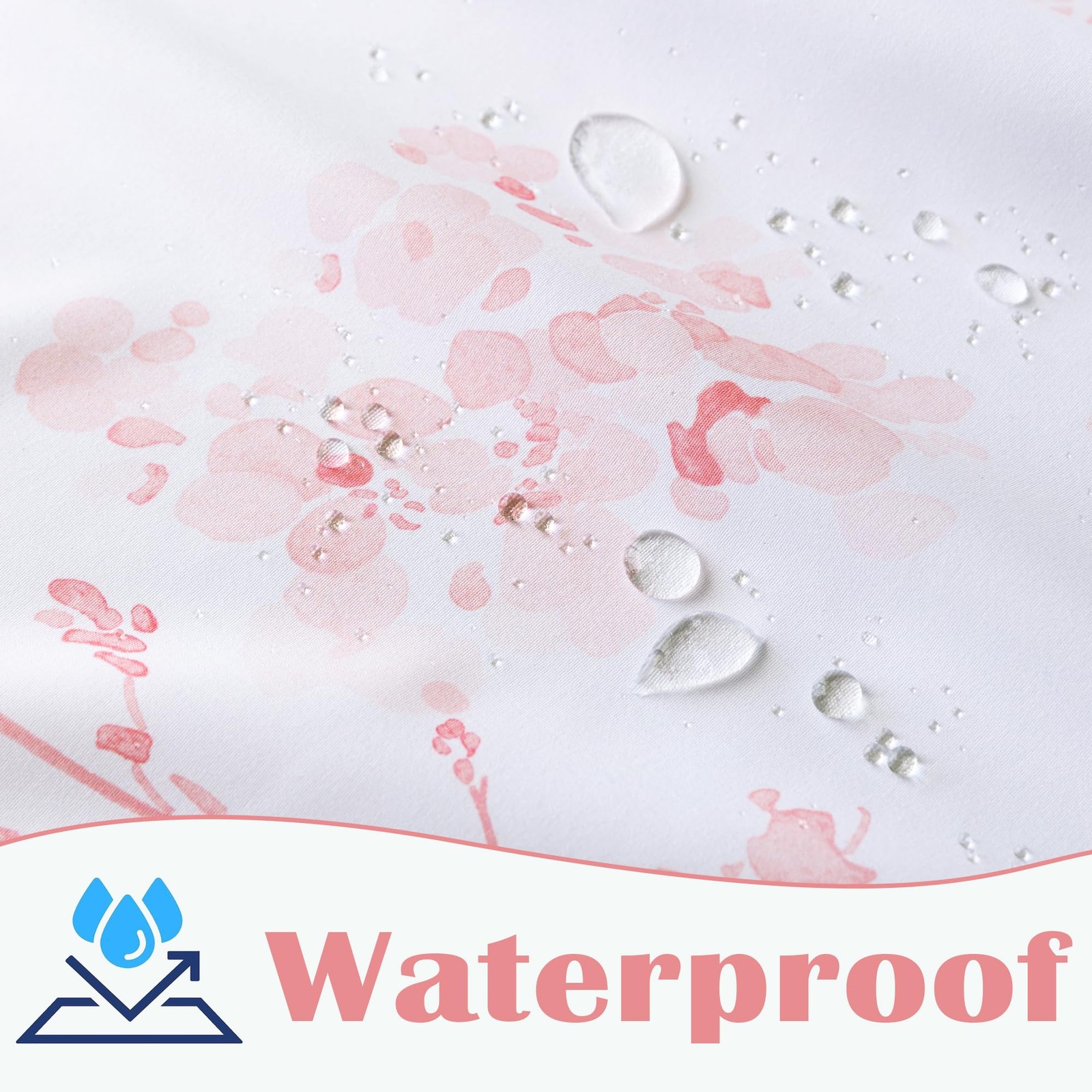 Custom Printed Bath Curtain — custom printed polyester bath curtain detail view
