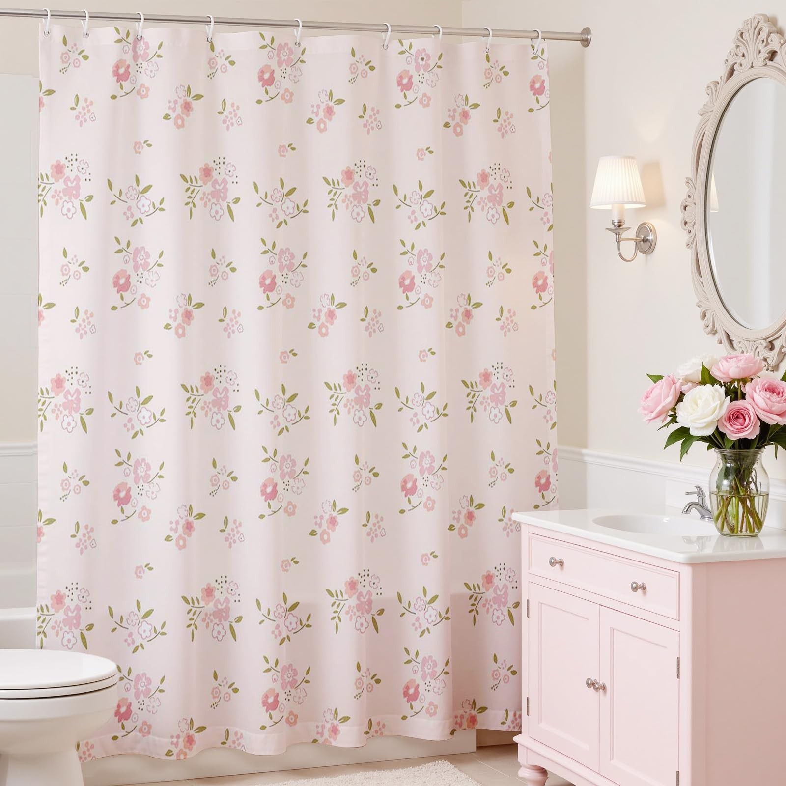 Custom Printed Bath Curtain — custom printed polyester bath curtain detail view