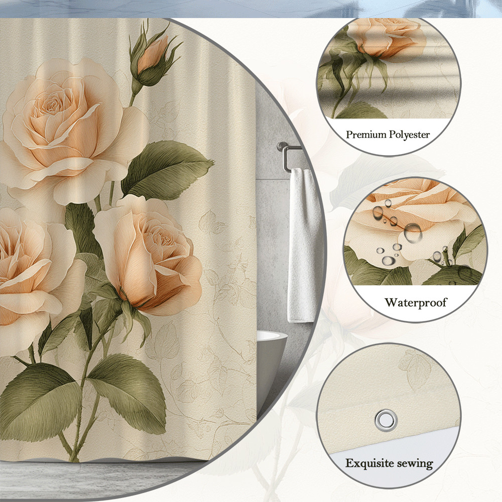 Custom Printed Bath Curtain — custom printed polyester bath curtain detail view