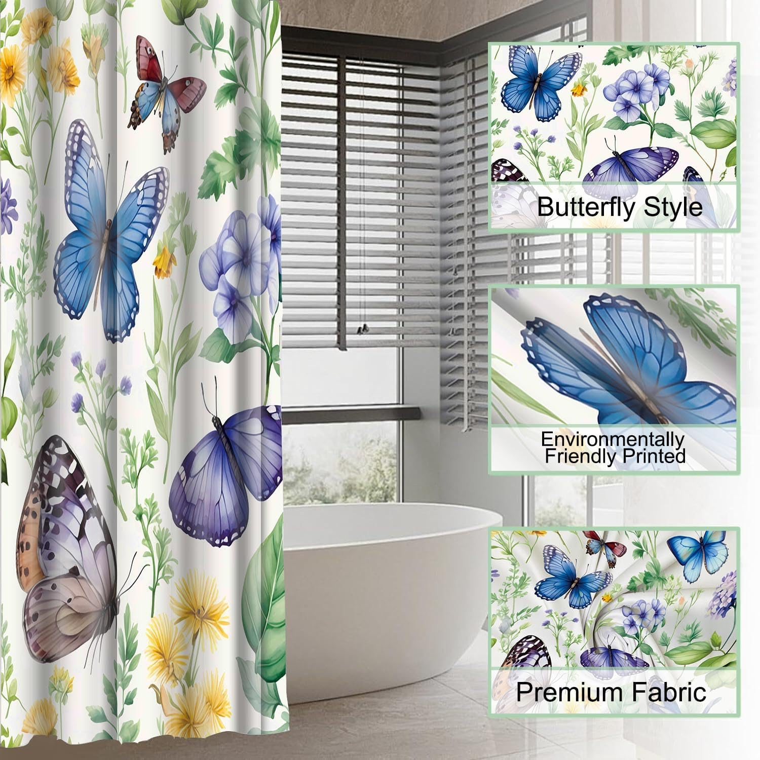 Custom Printed Bath Curtain — custom printed polyester bath curtain detail view