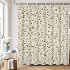 Beige Botanical Floral Shower 72"W x 72"L (Pack of 1) Minimalist Botanical — custom printed polyester bath curtain