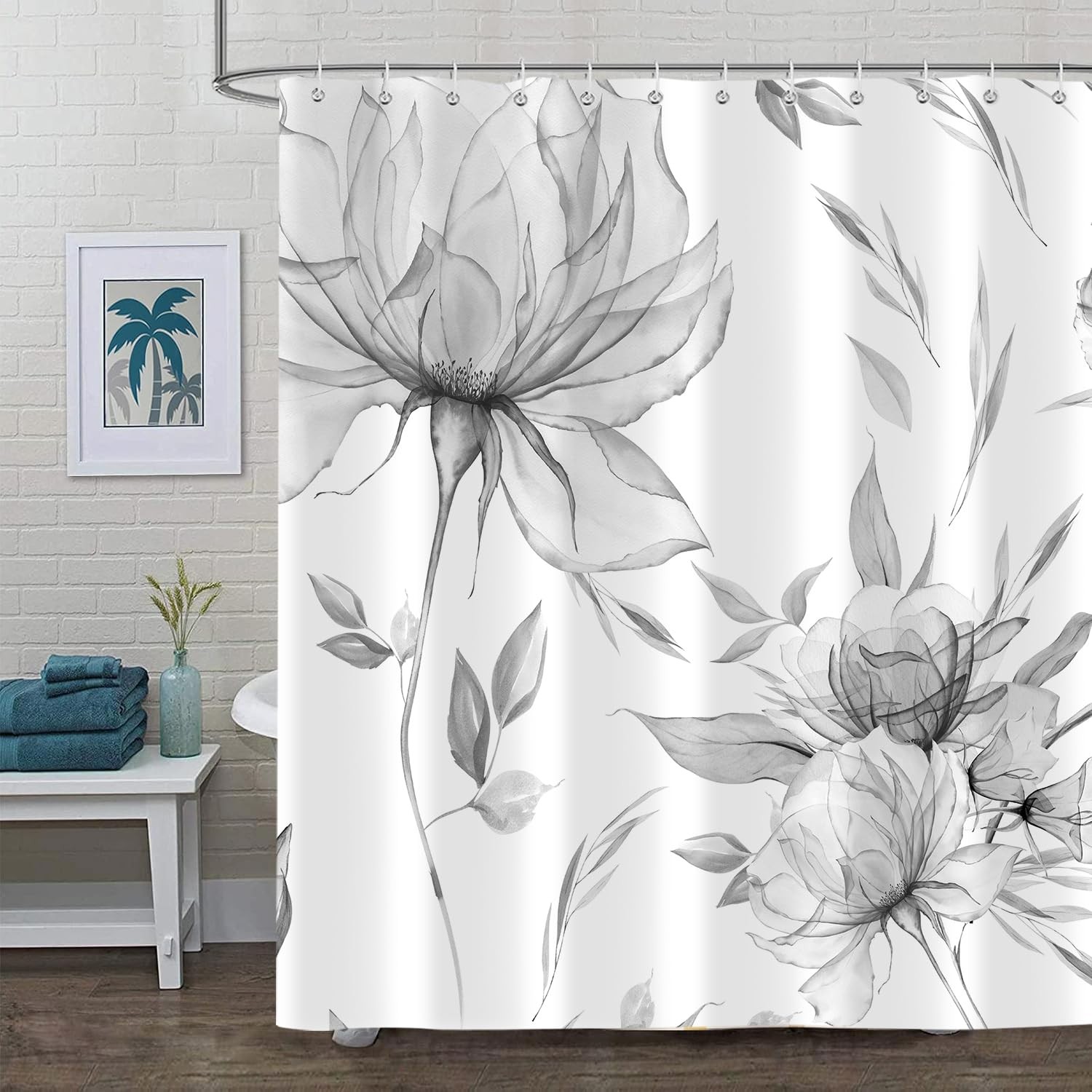 Custom Printed Bath Curtain — custom printed polyester bath curtain detail view