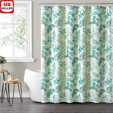 14 Piece Green Floral Shower Curtain Set W/ Hooks Liner Machine Washable — custom printed polyester bath curtain