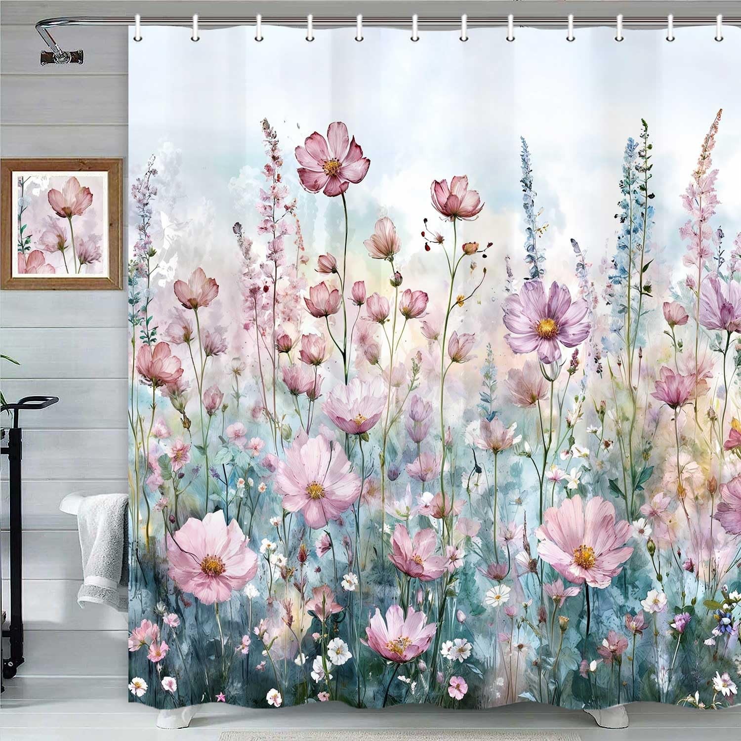 Custom Printed Bath Curtain — custom printed polyester bath curtain detail view