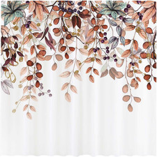 72"x72" Watercolor Autumn Hanging Leaves Botanical Fall Thanksgiving Shower C... — custom printed polyester bath curtain