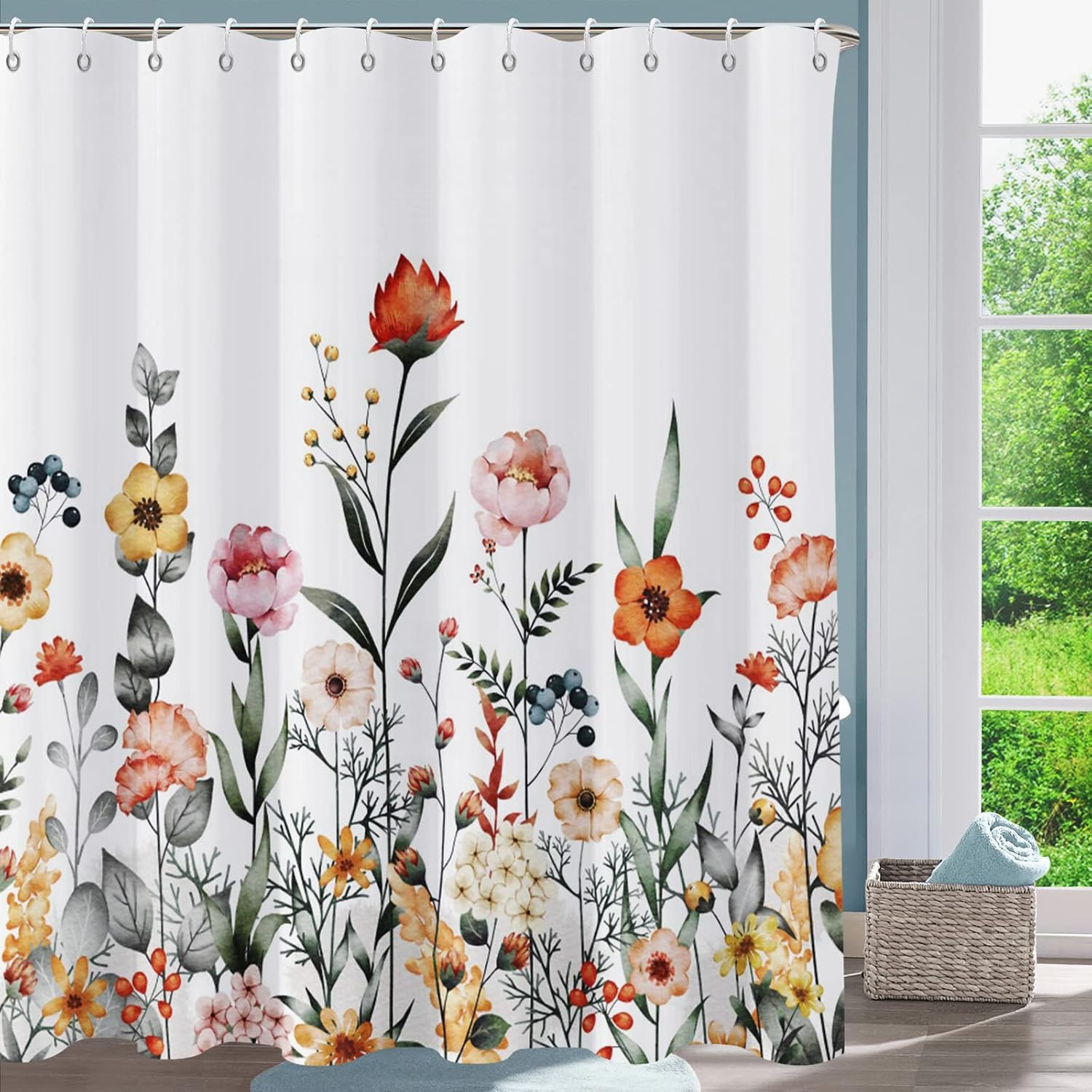 Custom Printed Bath Curtain — custom printed polyester bath curtain detail view