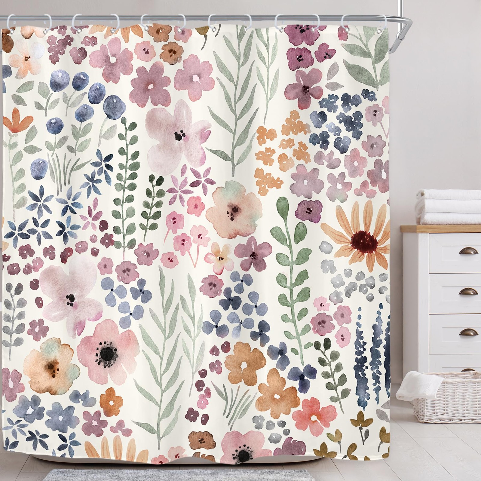 Custom Printed Bath Curtain — custom printed polyester bath curtain detail view