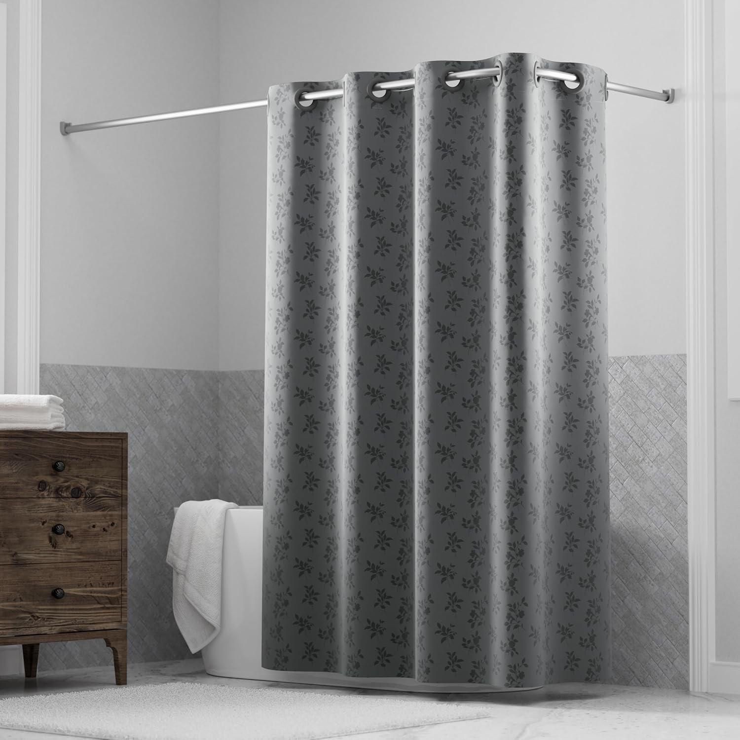 Custom Printed Bath Curtain — custom printed polyester bath curtain detail view
