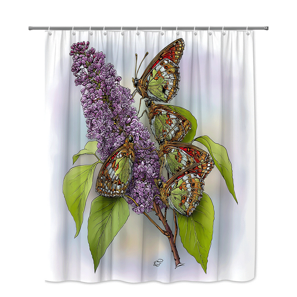 Custom Printed Bath Curtain — custom printed polyester bath curtain detail view