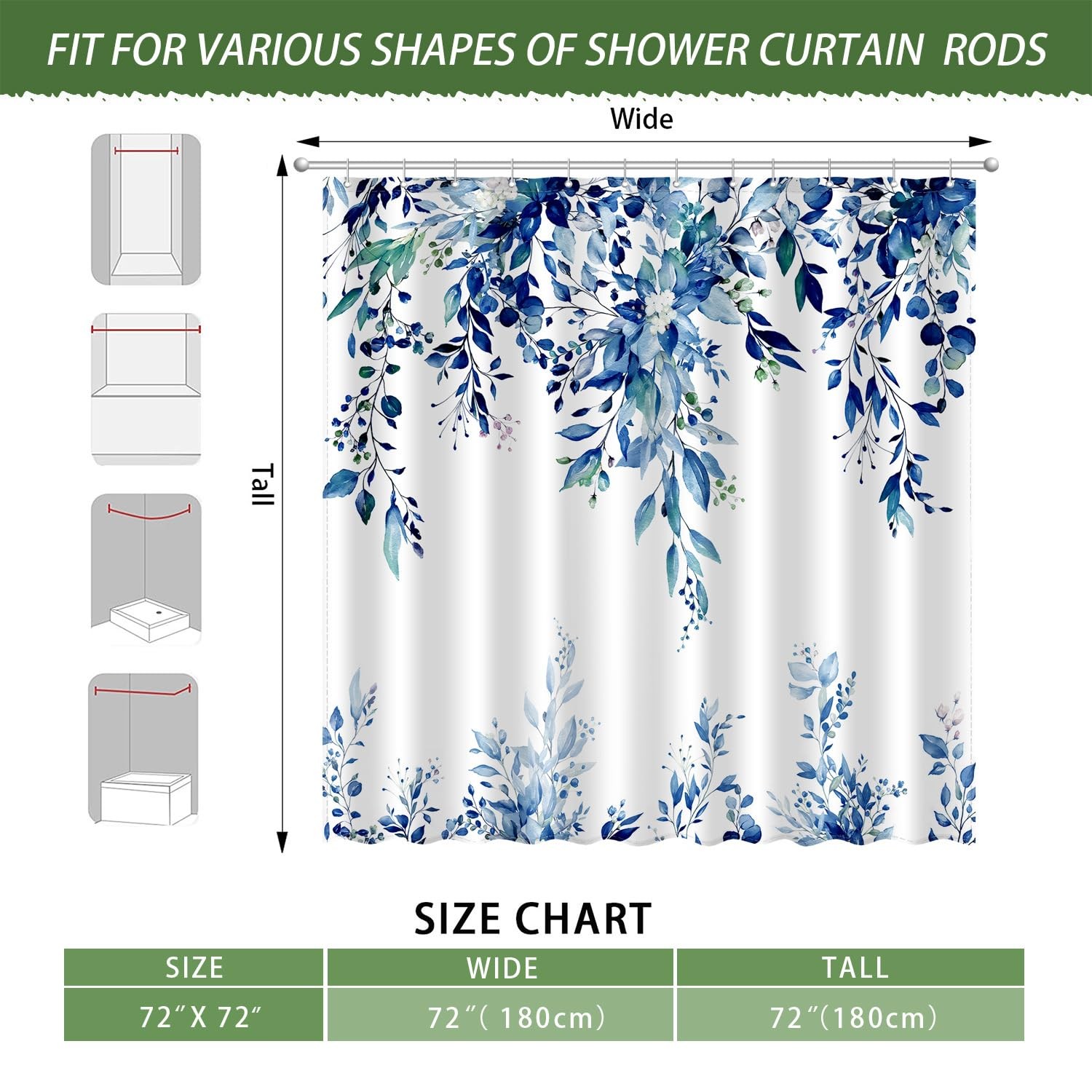 Custom Printed Bath Curtain — custom printed polyester bath curtain detail view