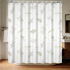 Floral Shower Curtain with 12 Hooks 71X74 Inch — custom printed polyester bath curtain