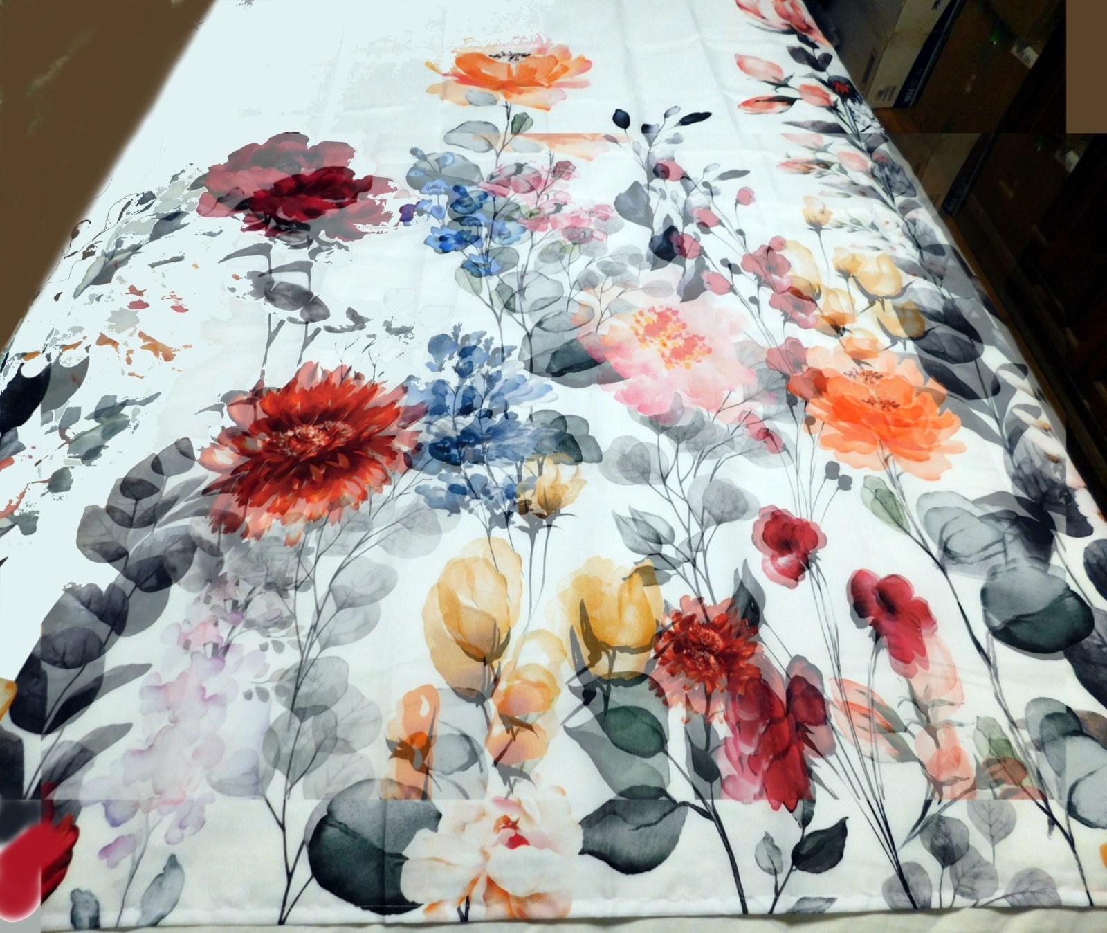 Custom Printed Bath Curtain — custom printed polyester bath curtain detail view