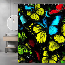 Butterfly Print Shower Curtain Colorful Butterfly Pattern — custom printed polyester bath curtain
