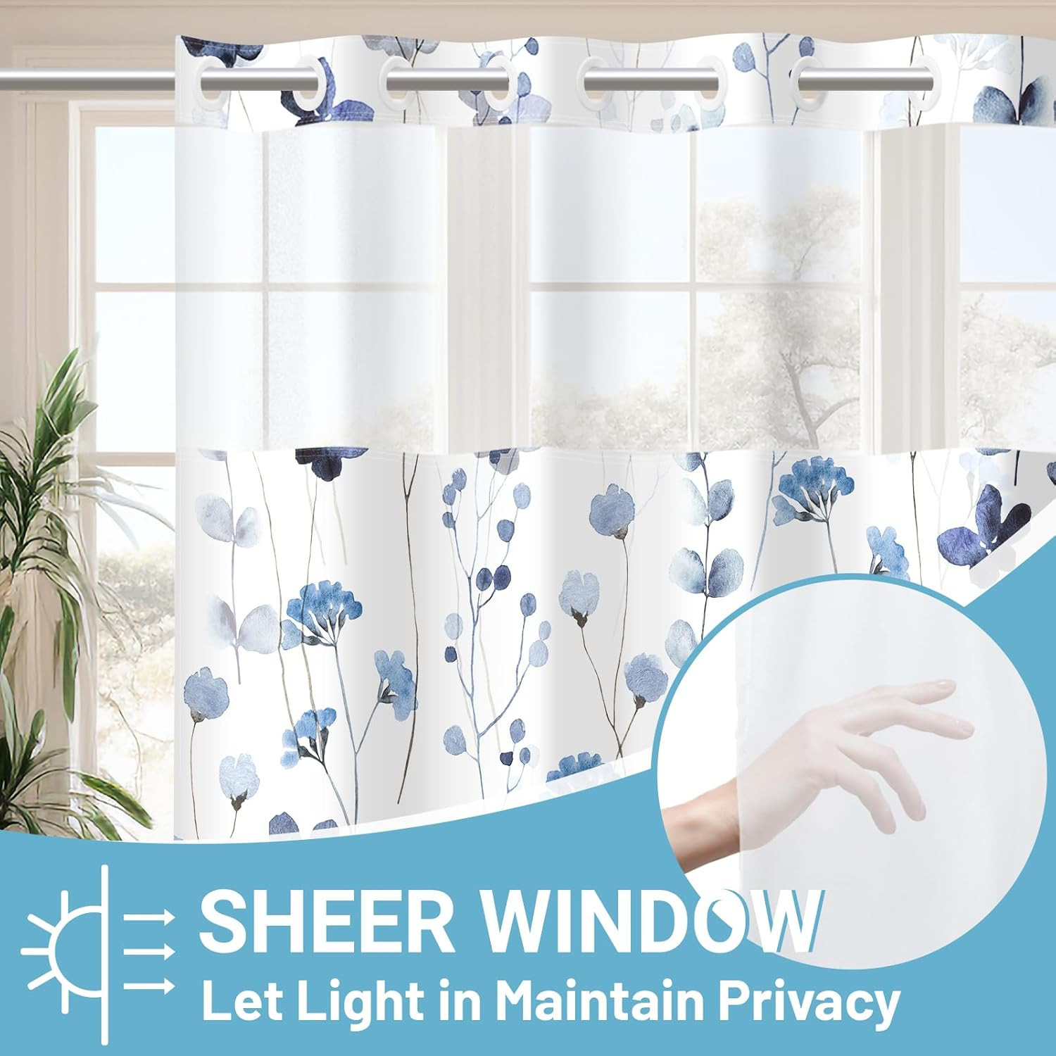 Custom Printed Bath Curtain — custom printed polyester bath curtain detail view