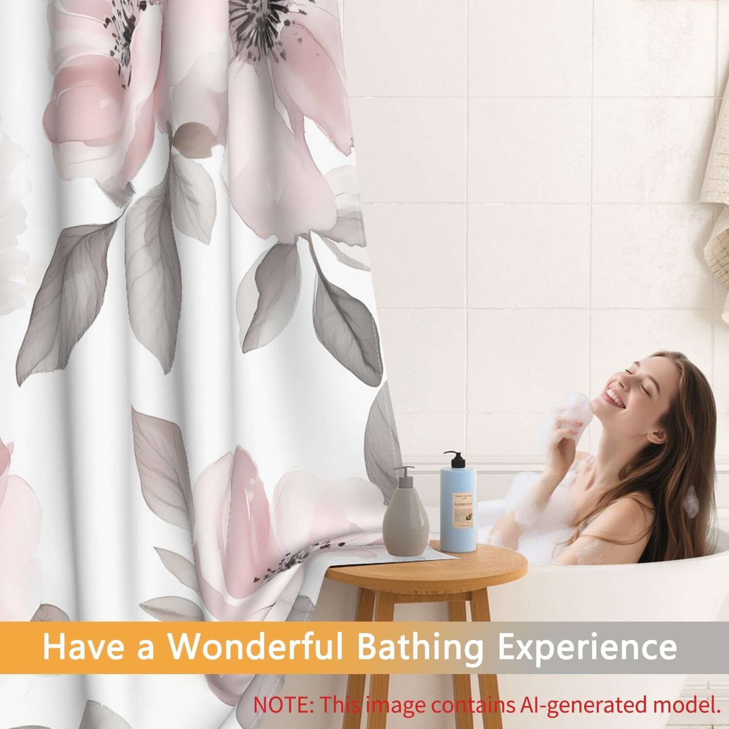 Custom Printed Bath Curtain — custom printed polyester bath curtain detail view