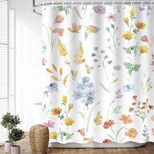 Floral Colorful Shower Curtain,Spring Boho Kids Girls Girly Floral-72x72 — custom printed polyester bath curtain