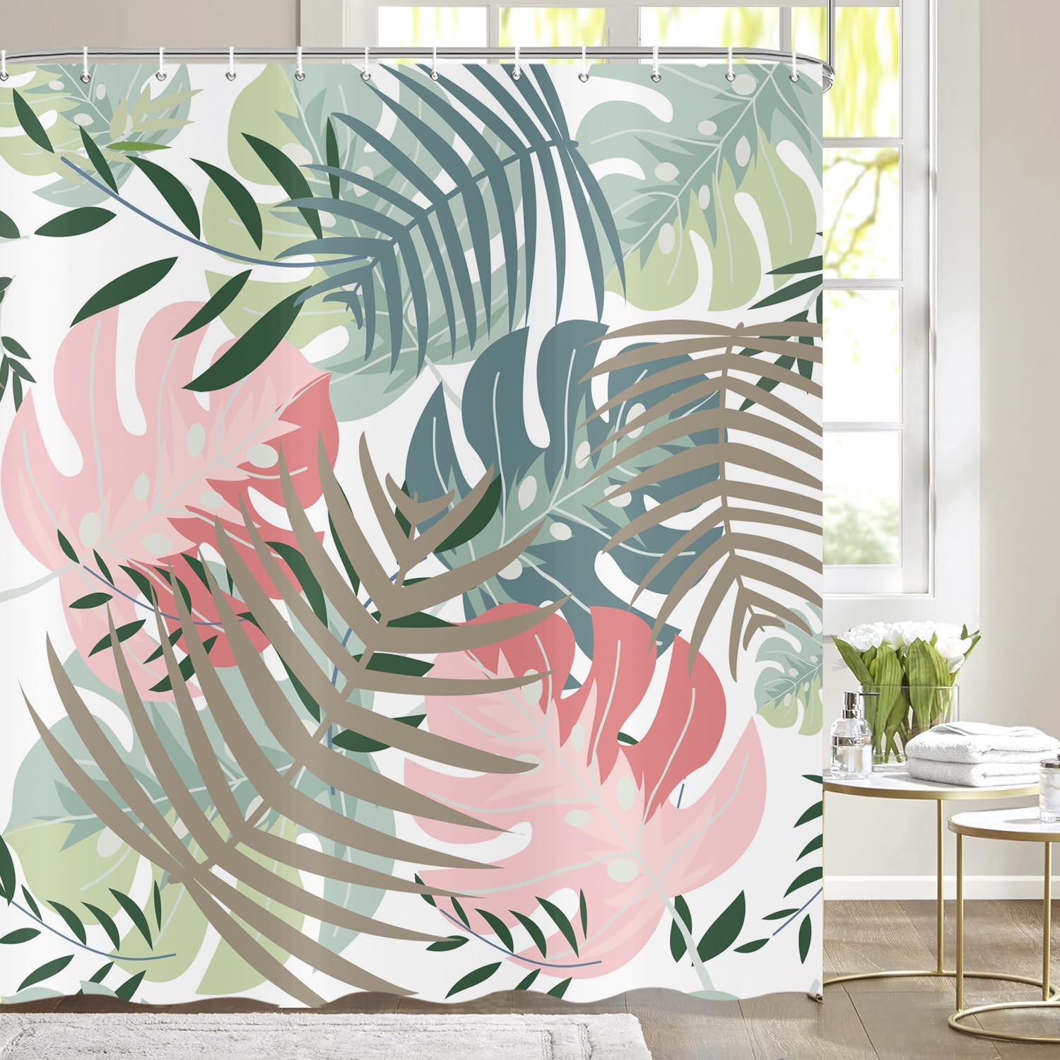 Custom Printed Bath Curtain — custom printed polyester bath curtain detail view