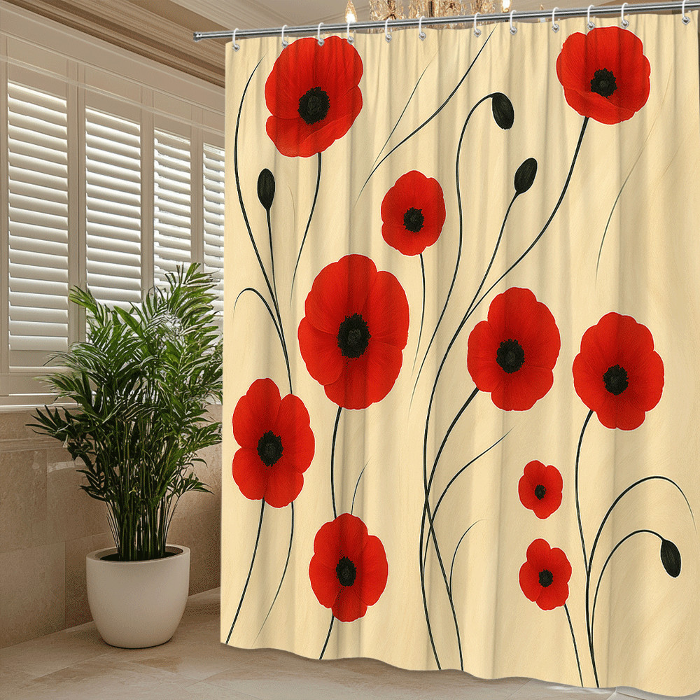 Custom Printed Bath Curtain — custom printed polyester bath curtain detail view