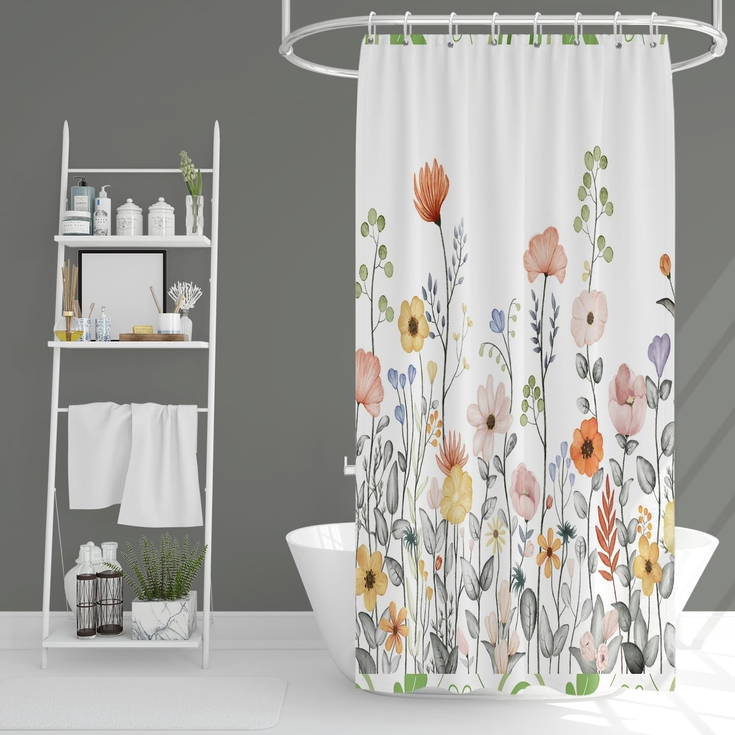 Custom Printed Bath Curtain — custom printed polyester bath curtain detail view