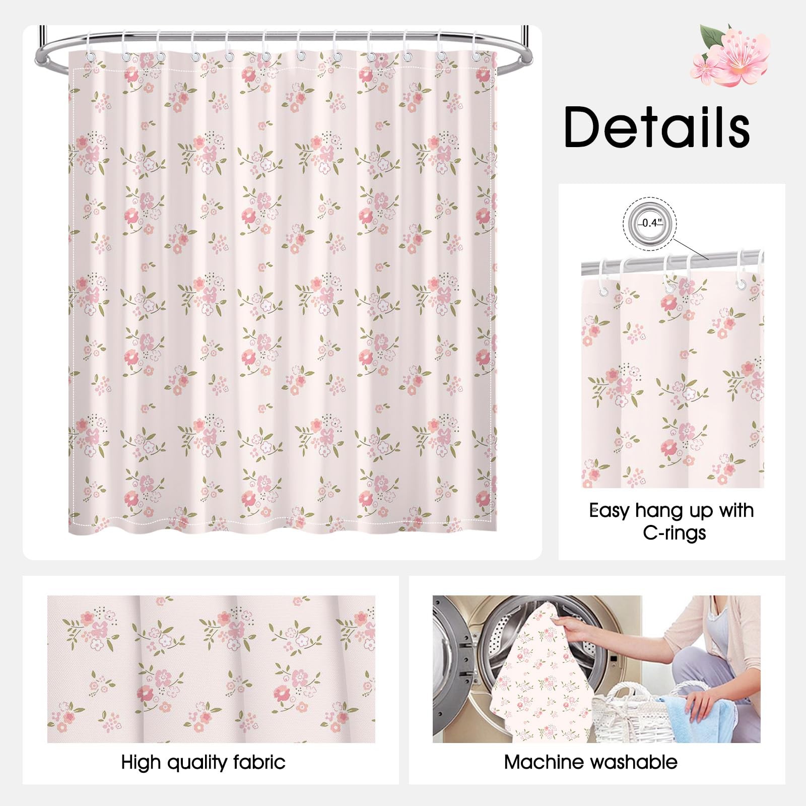 Custom Printed Bath Curtain — custom printed polyester bath curtain detail view
