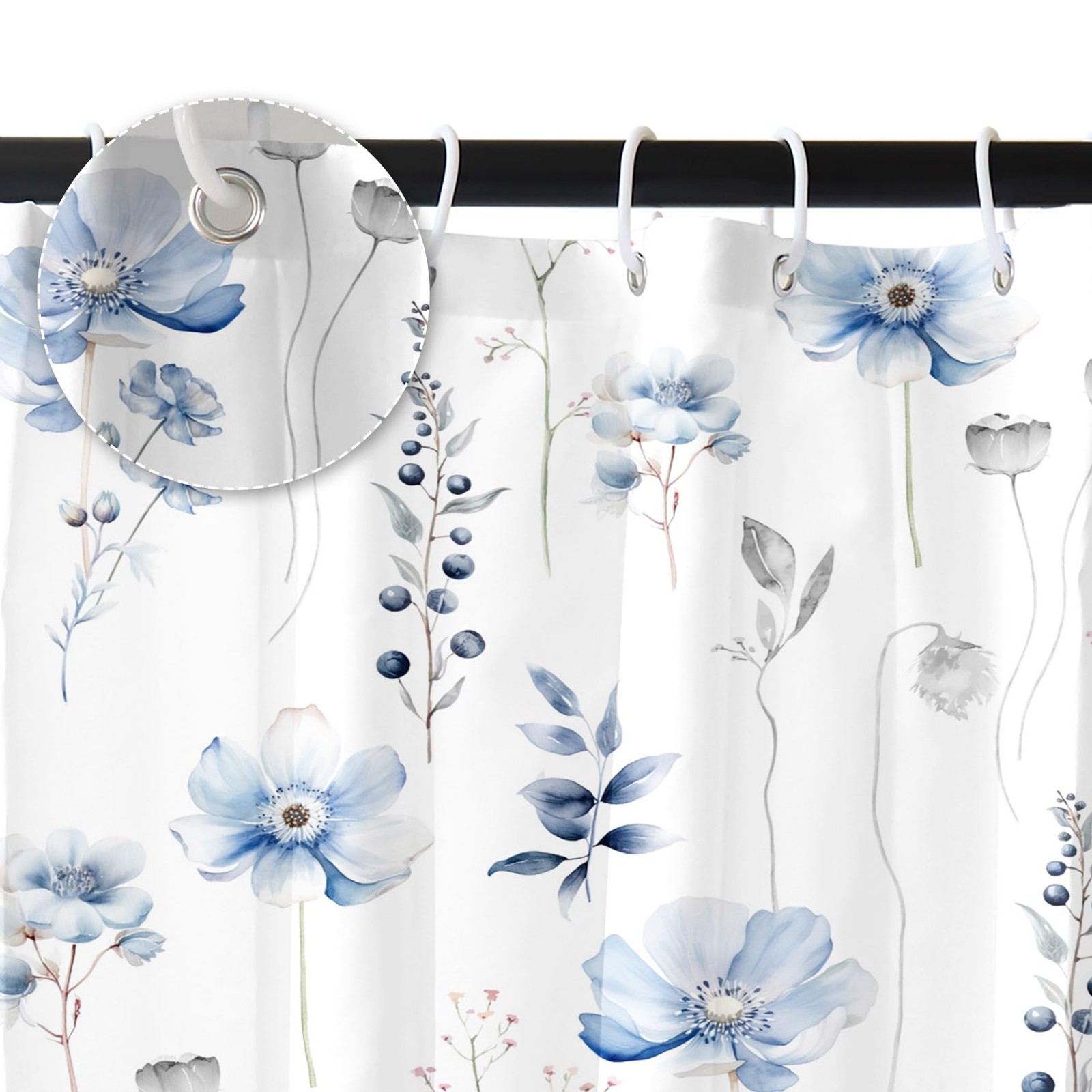 Custom Printed Bath Curtain — custom printed polyester bath curtain detail view
