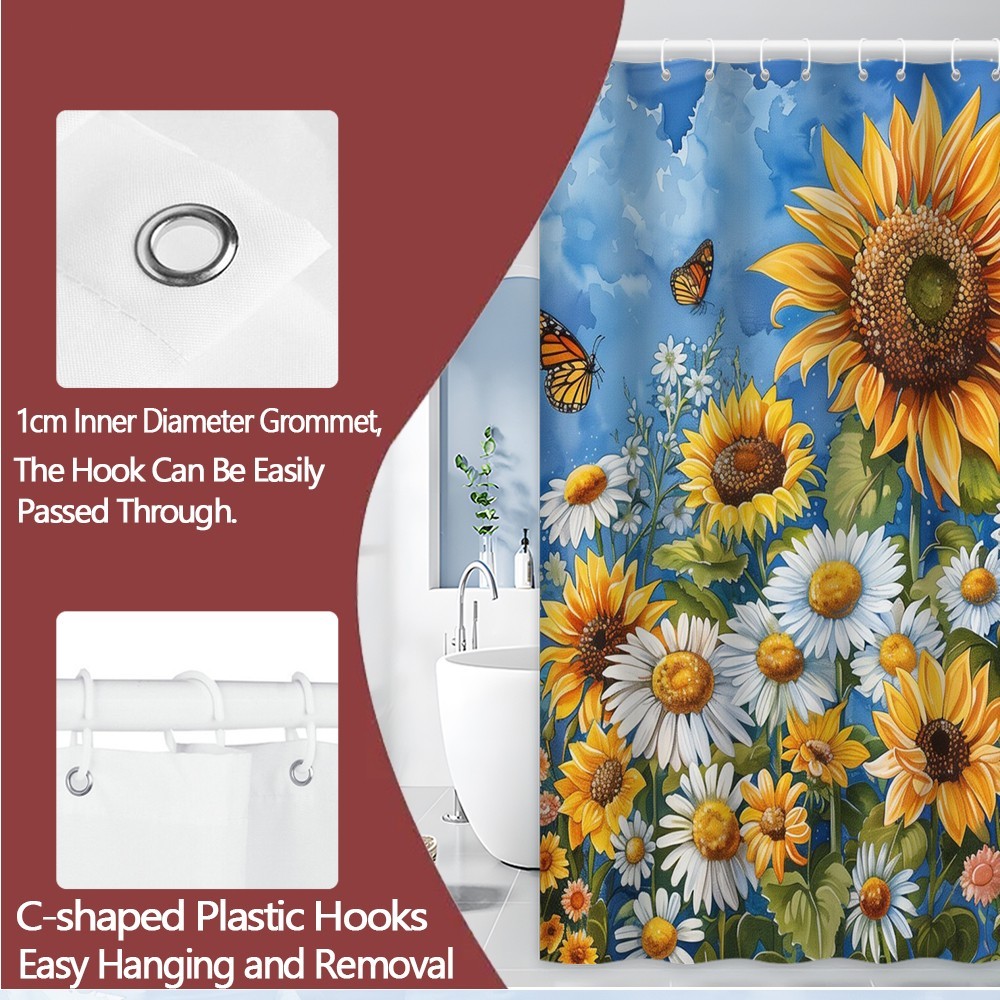 Custom Printed Bath Curtain — custom printed polyester bath curtain detail view
