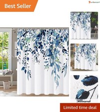 Elegant Blue Eucalyptus Watercolor Shower Curtain — custom printed polyester bath curtain