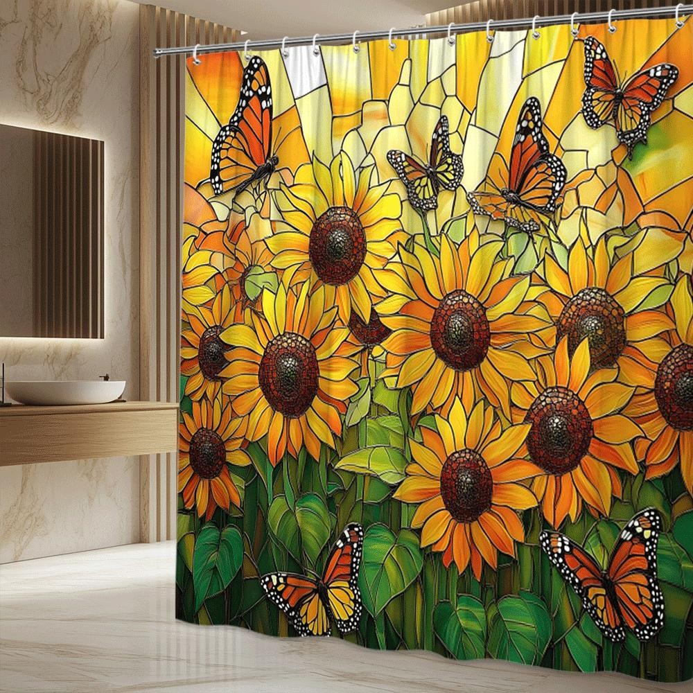 Custom Printed Bath Curtain — custom printed polyester bath curtain detail view