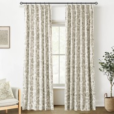 Pinch Pleated Blackout Curtains 108 Inch Long, Boho Floral Patterned Pinch Pl... — custom printed polyester bath curtain