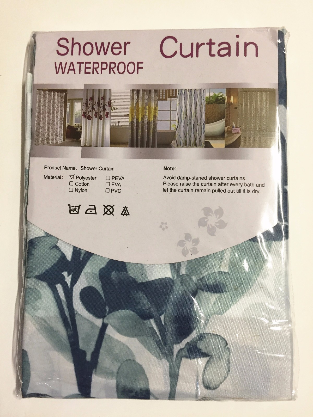 Custom Printed Bath Curtain — custom printed polyester bath curtain detail view