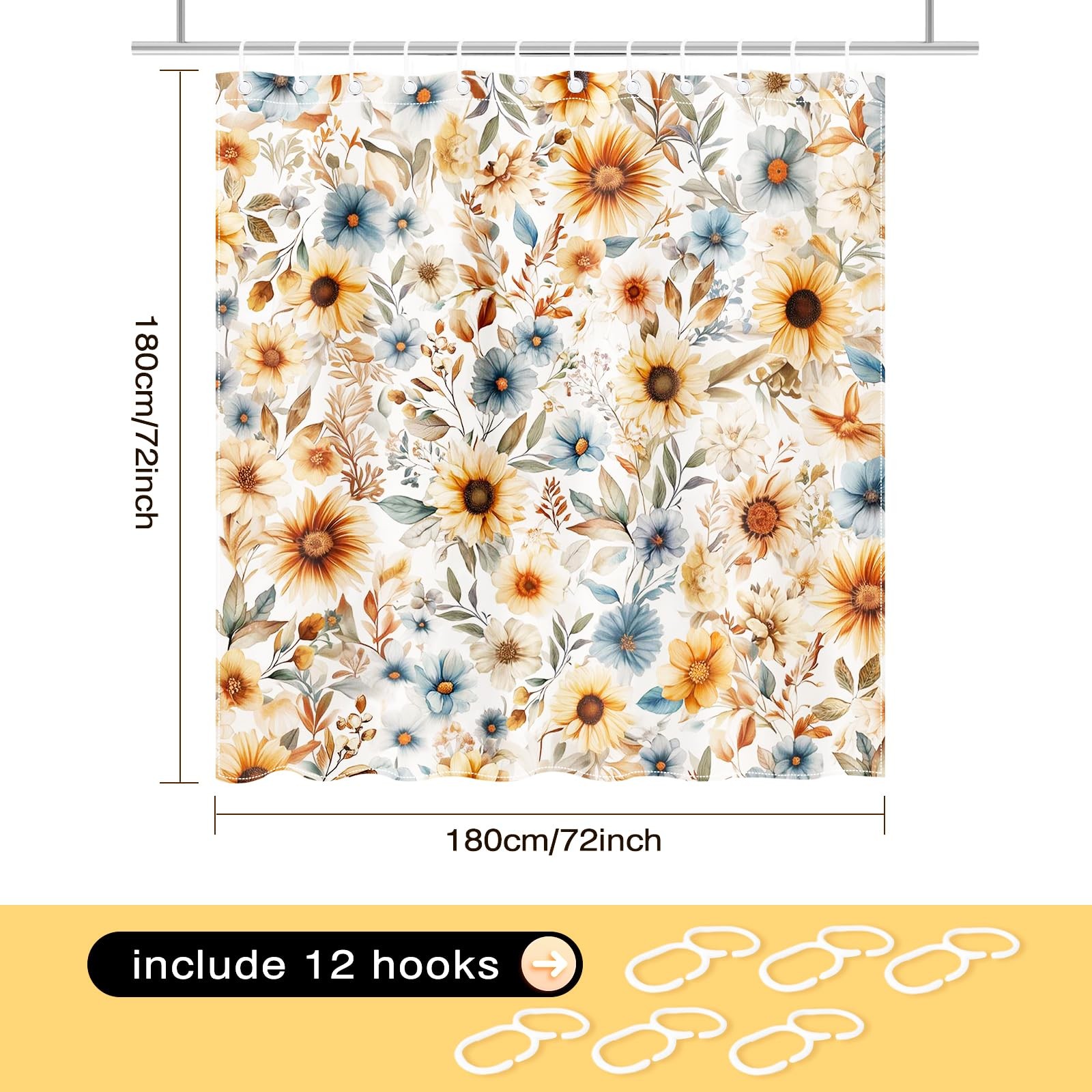 Custom Printed Bath Curtain — custom printed polyester bath curtain detail view