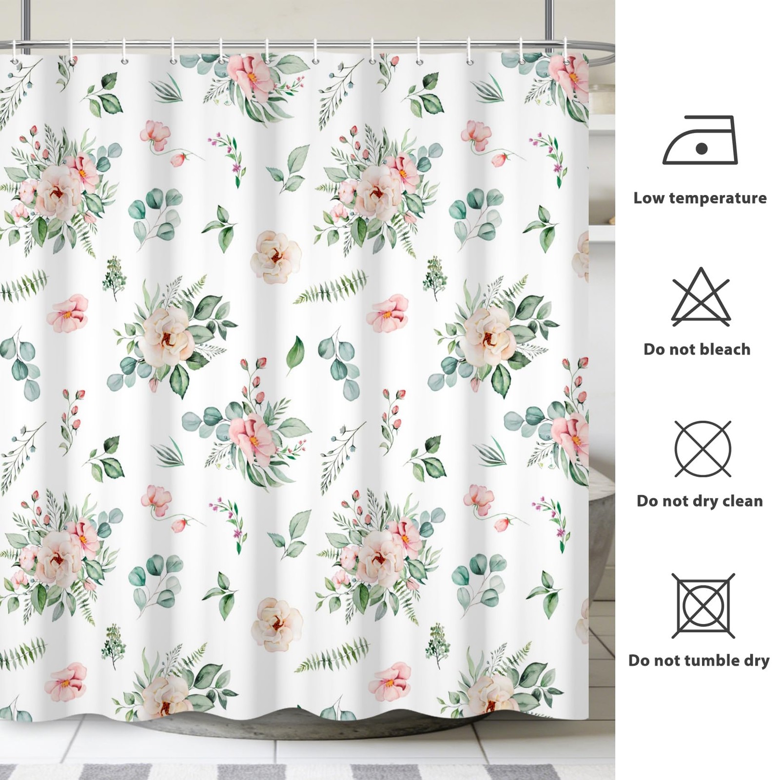 Custom Printed Bath Curtain — custom printed polyester bath curtain detail view