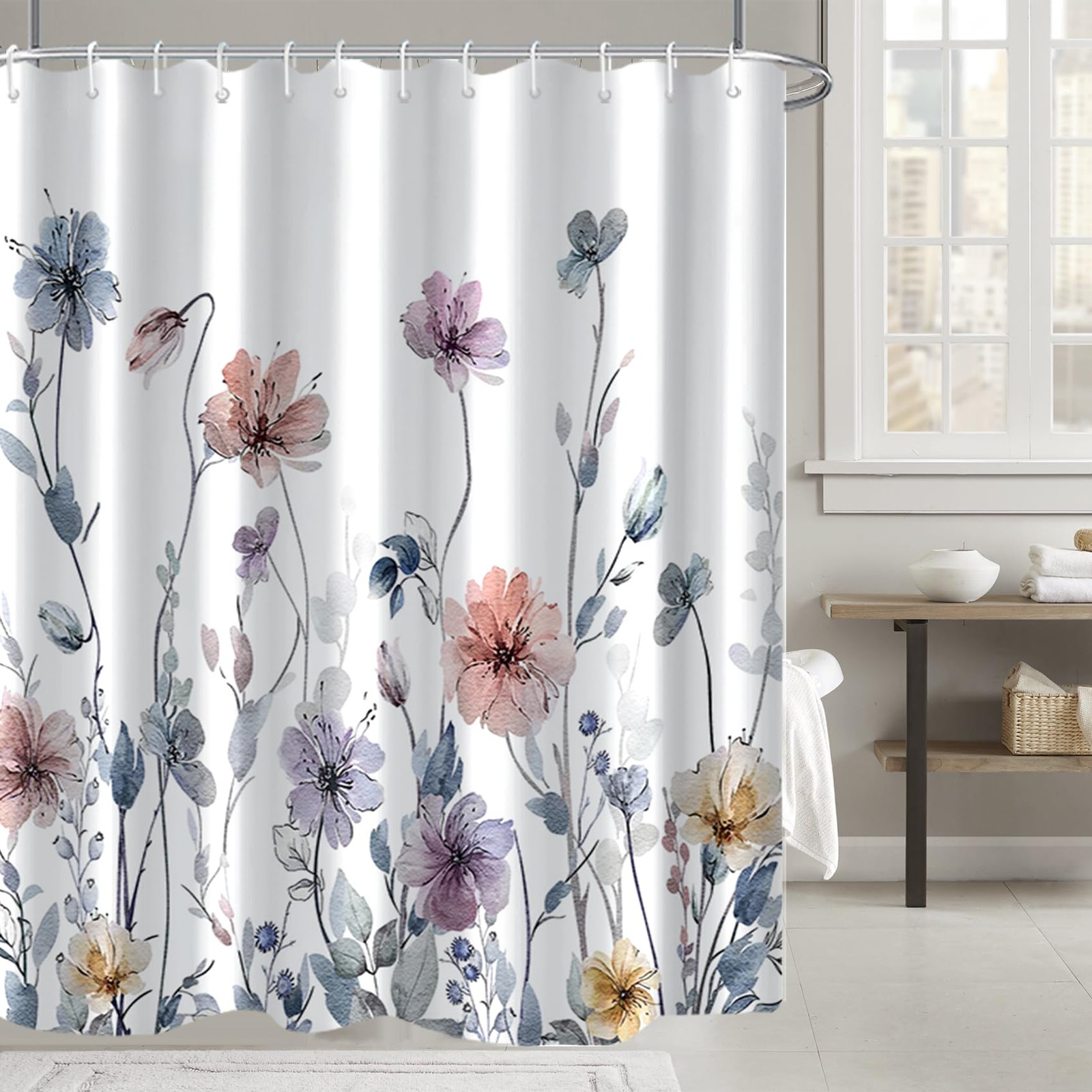 Custom Printed Bath Curtain — custom printed polyester bath curtain