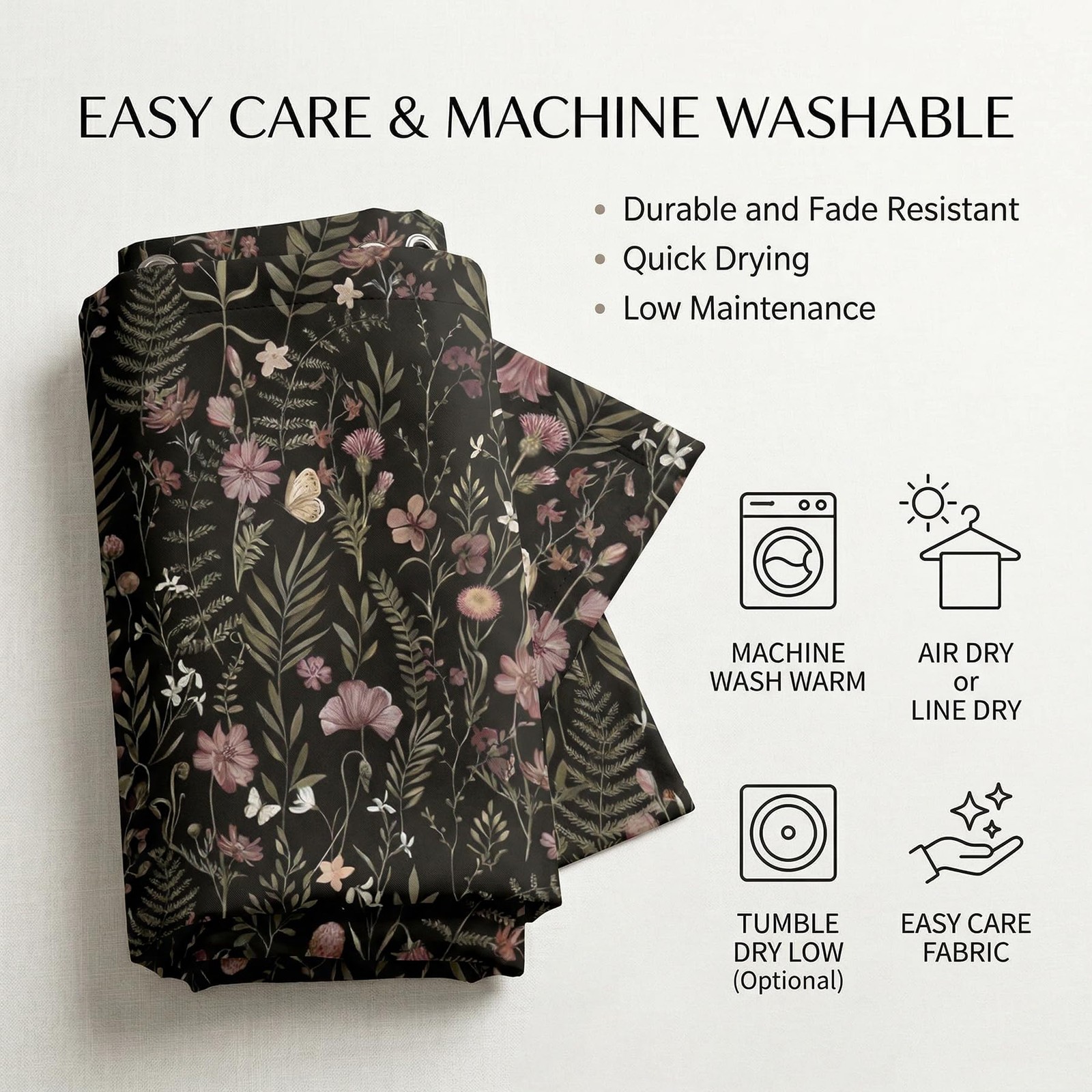 Custom Printed Bath Curtain — custom printed polyester bath curtain detail view