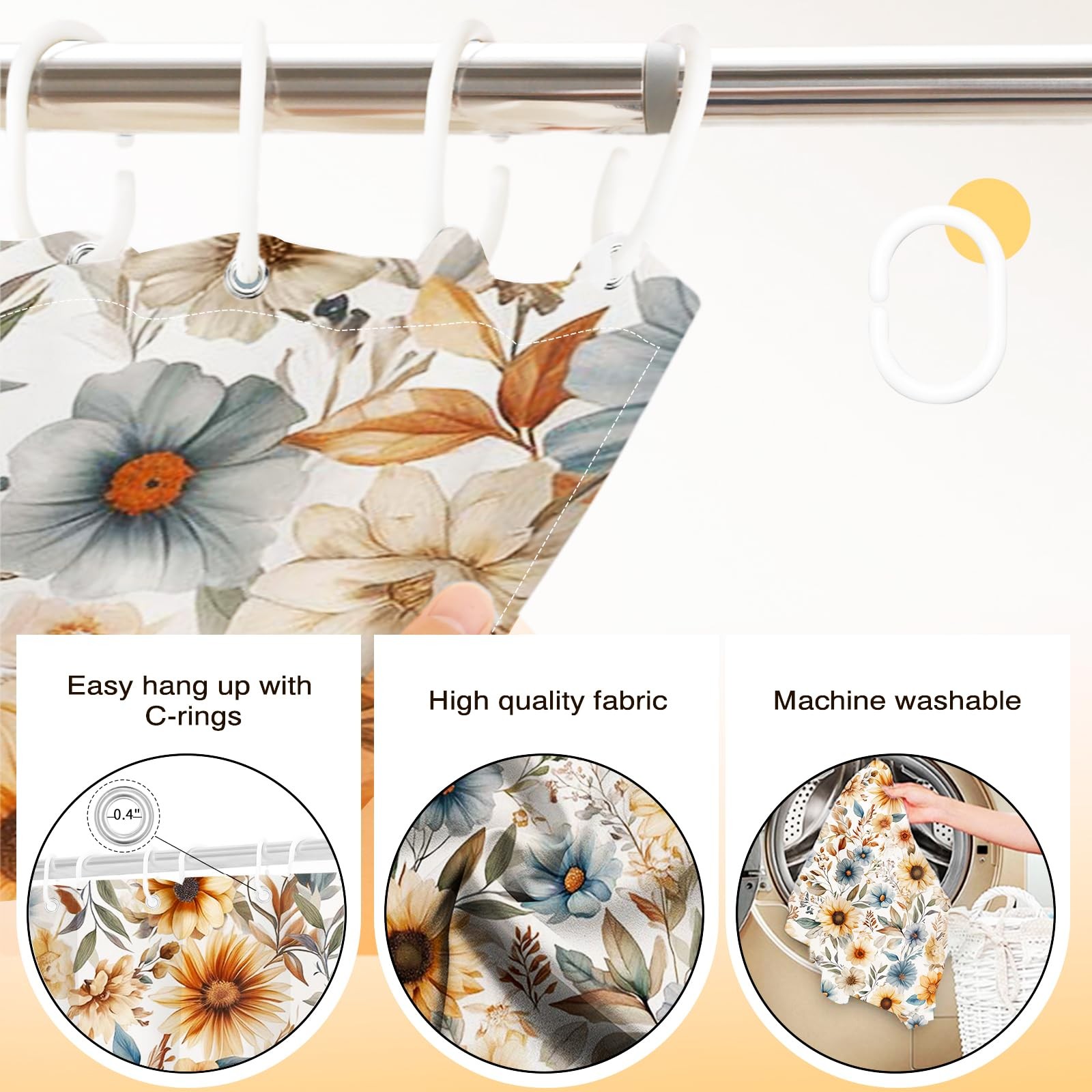 Custom Printed Bath Curtain — custom printed polyester bath curtain detail view