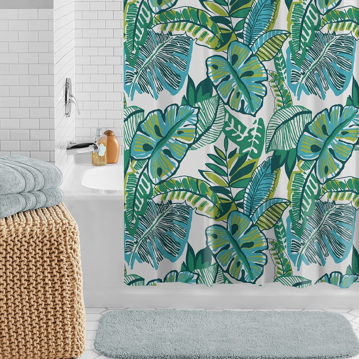 Custom Printed Bath Curtain — custom printed polyester bath curtain detail view