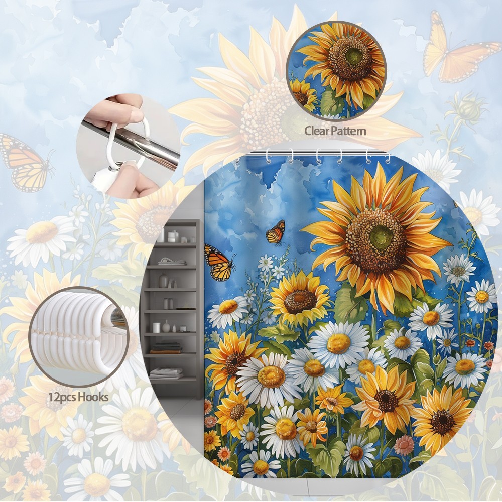 Custom Printed Bath Curtain — custom printed polyester bath curtain detail view